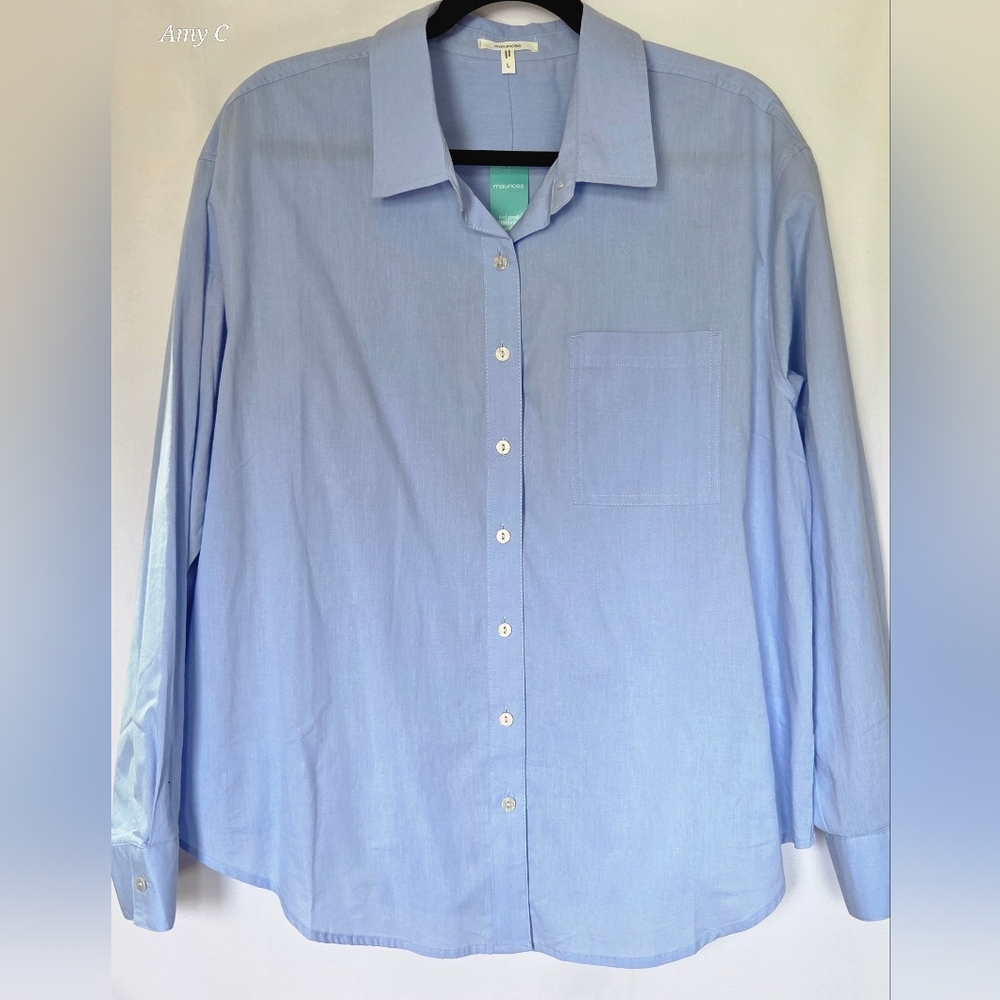 Maurices Sky Blue Dress Shirt. Perfect Alone Or Under Suitcoat Or Sweater